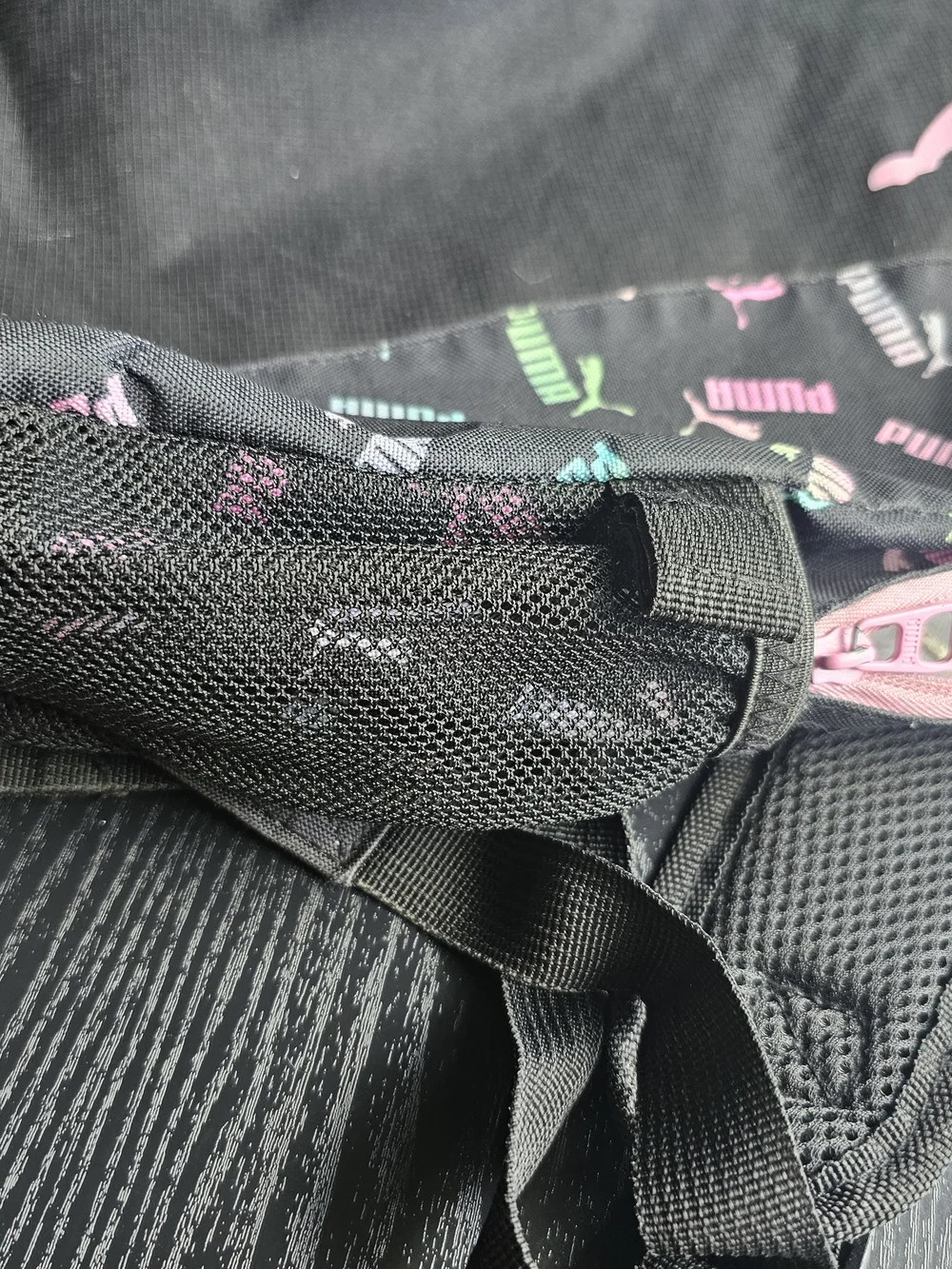 PUMA Black Backpack with Pastel Logo Print OS